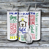 20 oz. Holiday Skinny Tumbler - Peace On Earth / Joy To the World