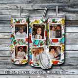 20 oz. Personalized Holiday Skinny Tumbler - Christmas Memories Photo Tumbler