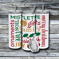 20 oz. Holiday Skinny Tumbler - Merry Christmas Subway Art