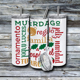 20 oz. Holiday Skinny Tumbler - Feliz Navidad Subway Art