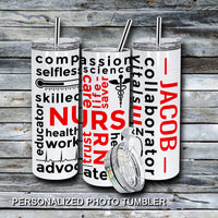 20 oz. Holiday Skinny Tumbler - Nurses / RN Subway Art (Optional Personalization)