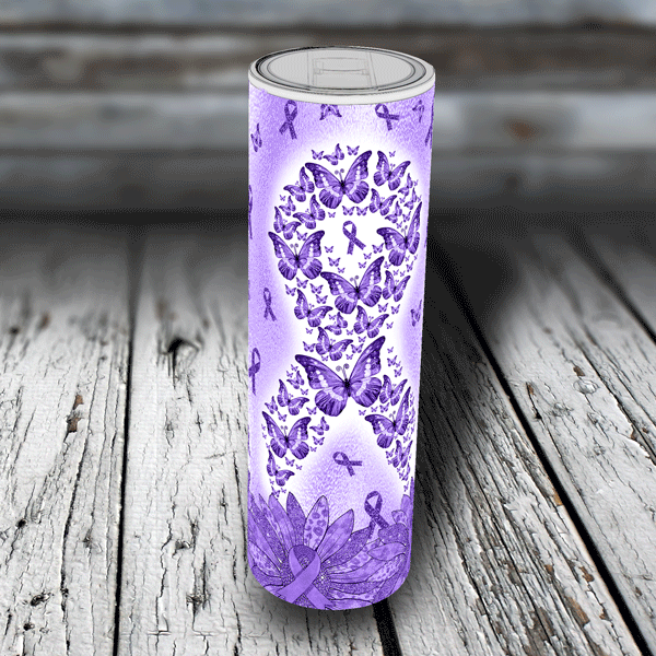 20 oz. Skinny Tumbler - Awareness Alzheimer's Disease Purple