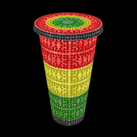 Rhinestone Glitter Tumbler - THE RED YELLOW and GREEN (Pan-African, Rasta)