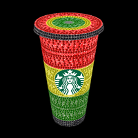 Rhinestone Glitter Tumbler - THE RED YELLOW and GREEN (Pan-African, Rasta)