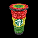 Rhinestone Glitter Tumbler - THE RED YELLOW and GREEN (Pan-African, Rasta)