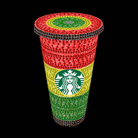 Rhinestone Glitter Tumbler - THE RED YELLOW and GREEN (Pan-African, Rasta)