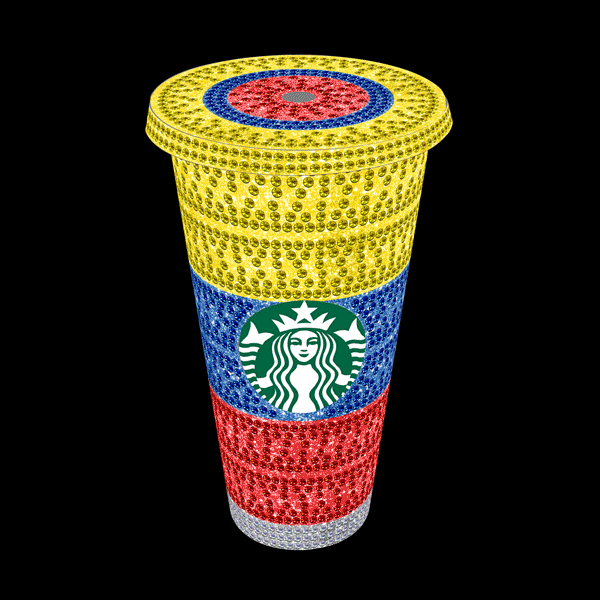 Rhinestone Glitter Tumbler - THE YELLOW BLUE and RED (Colombia, Ecuador)