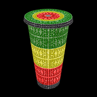 Rhinestone Glitter Tumbler - THE RED YELLOW and GREEN (Pan-African, Rasta)