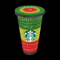 Rhinestone Glitter Tumbler - THE RED YELLOW and GREEN (Pan-African, Rasta)