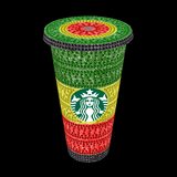 Rhinestone Glitter Tumbler - THE RED YELLOW and GREEN (Pan-African, Rasta)