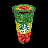Rhinestone Glitter Tumbler - THE RED YELLOW and GREEN (Pan-African, Rasta)