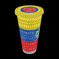 Rhinestone Glitter Tumbler - THE YELLOW BLUE and RED (Colombia, Ecuador)