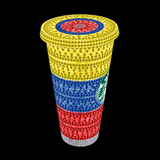 Rhinestone Glitter Tumbler - THE YELLOW BLUE and RED (Colombia, Ecuador)