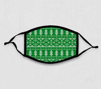 Adjustable Face Mask - Ugly Sweater Winter Trees