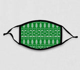 Adjustable Face Mask - Ugly Sweater Winter Trees
