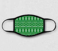 Adjustable Face Mask - Ugly Sweater Winter Trees