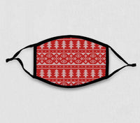 Adjustable Face Mask - Ugly Sweater Winter Trees