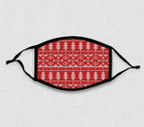 Adjustable Face Mask - Ugly Sweater Winter Trees