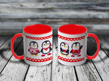 11oz Custom Mug - Valentine Penguins