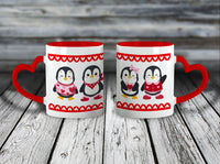 11oz Custom Mug - Valentine Penguins